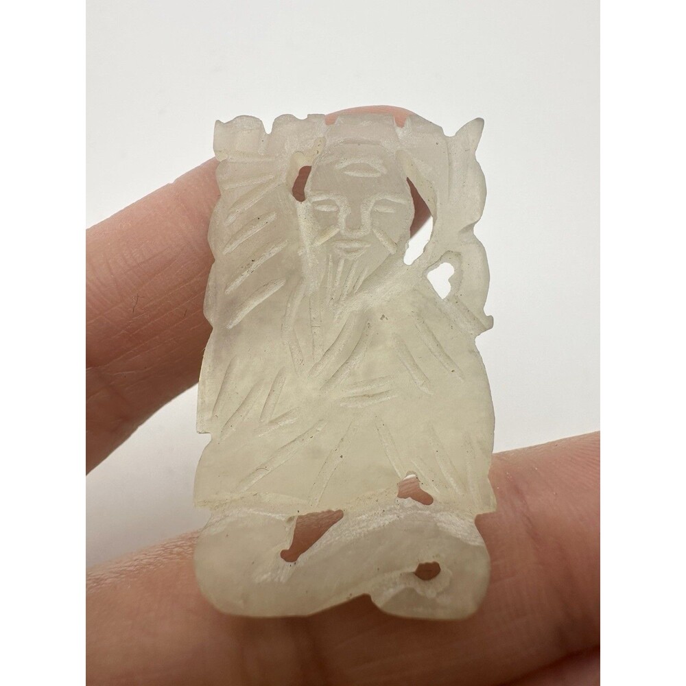 Vintage Carved Jade God Of Longevity
